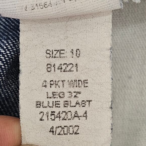 Tommy Hilfiger Jeans Womens 10 y2k Low Rise Dark Wash Blue Denim Wide Leg Pocket - Picture 4 of 14